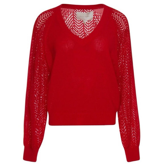 Brochu Walker Sweaters - BROCHU WALKER
Vermillion Silvia Eyelet V-Neck Sweater small red